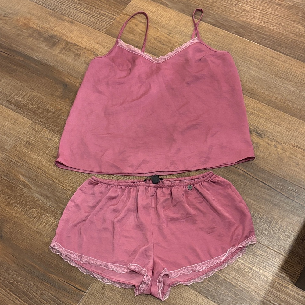 Women's Pink/Purple Lace Trim Sleepwear Set
